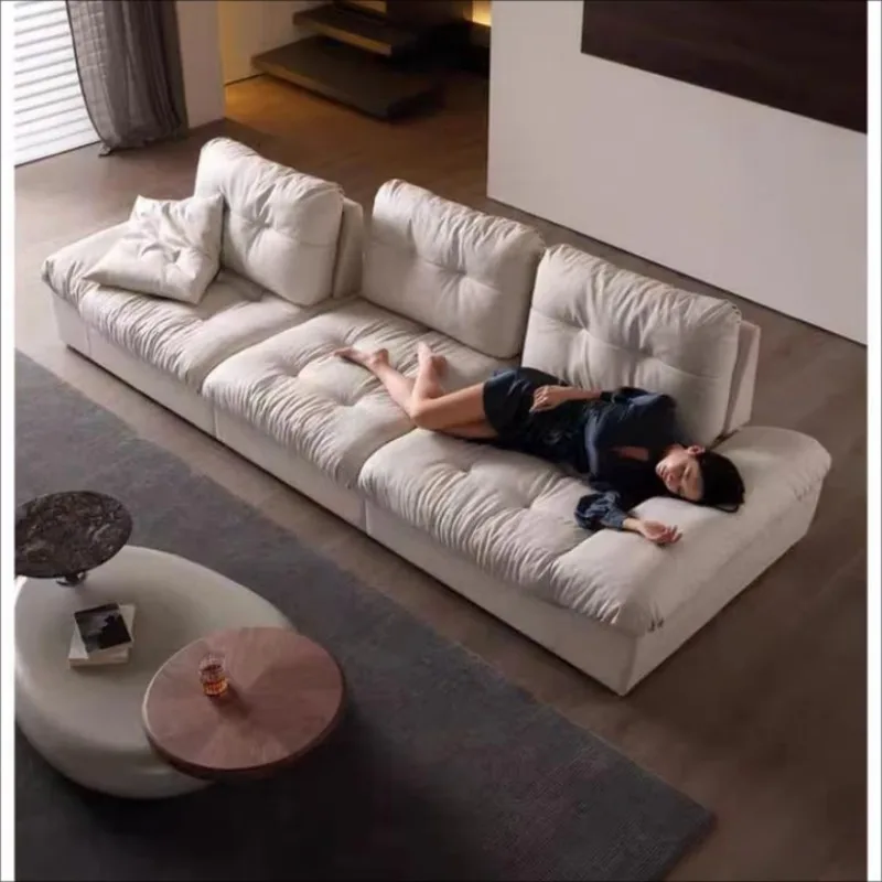 

Furniture sailing sofa, ultra-wide sitting deep leather mobile backrest cloud sofa