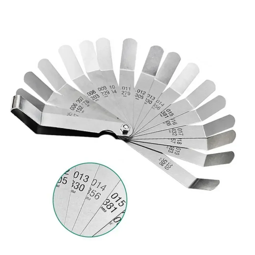 Metric Feeler Gauge 16 Blades Easy To Use High Strength Valve Offset Feeler Gauge Valve Plug Gauge 0.005-0.020 Inch