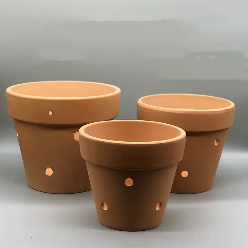 2pcs Red Pottery Flower Pot Terracotta Plant Pot with Holes Hanging Pots Pottery Clay Planters for Cacti and Succulent Plants