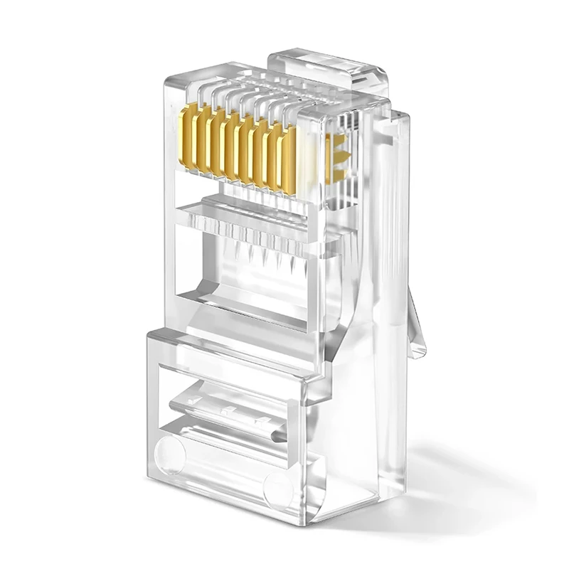 100 Uds conector RJ45 red sin blindaje 8P8C Modular Utp Cat5 Cat5e tiene agujero Cable Ethernet conectores de engarzado enchufe de red UTP