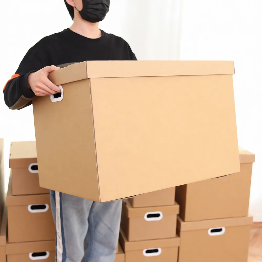 Kraft Paper Box - Foldable Kraft Paper Storage Container Heavy