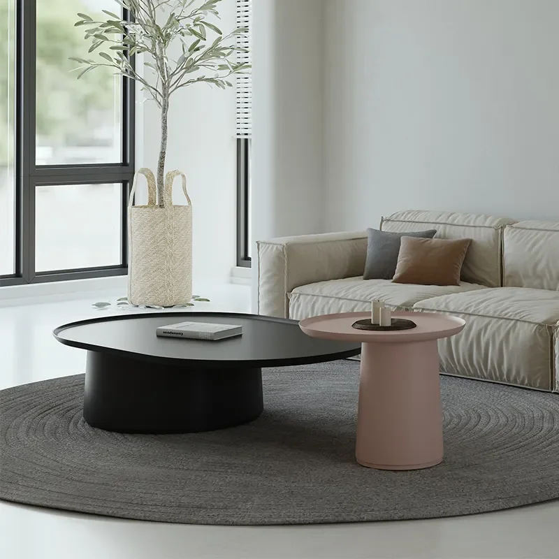 Juego de mesa de centro redonda y moderna para sala de estar, muebles de lujo, color negro y rosa, nuevo estilo, 2022