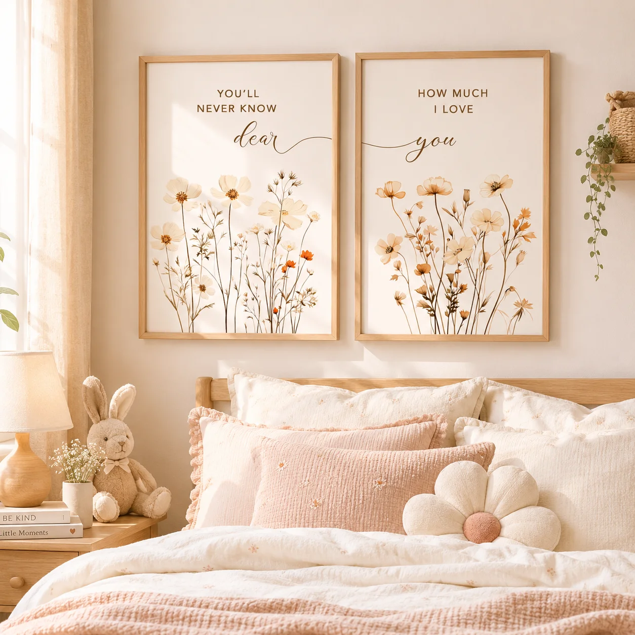 Bible Verse Love Quote Wall Art, Nordic Flower Canvas Painting | Minimalist Poster for Living Room Couples Bedroom Decor