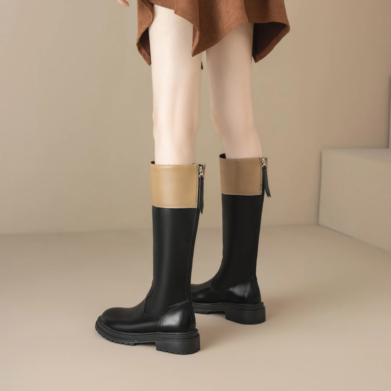 جديد الخريف أحذية رعاة البقر للنساء موضة الانزلاق على الأنابيب الأحذية الإناث ساحة عالية الكعب الشتاء طويل الماسورة فارس الأحذية النسائية #3