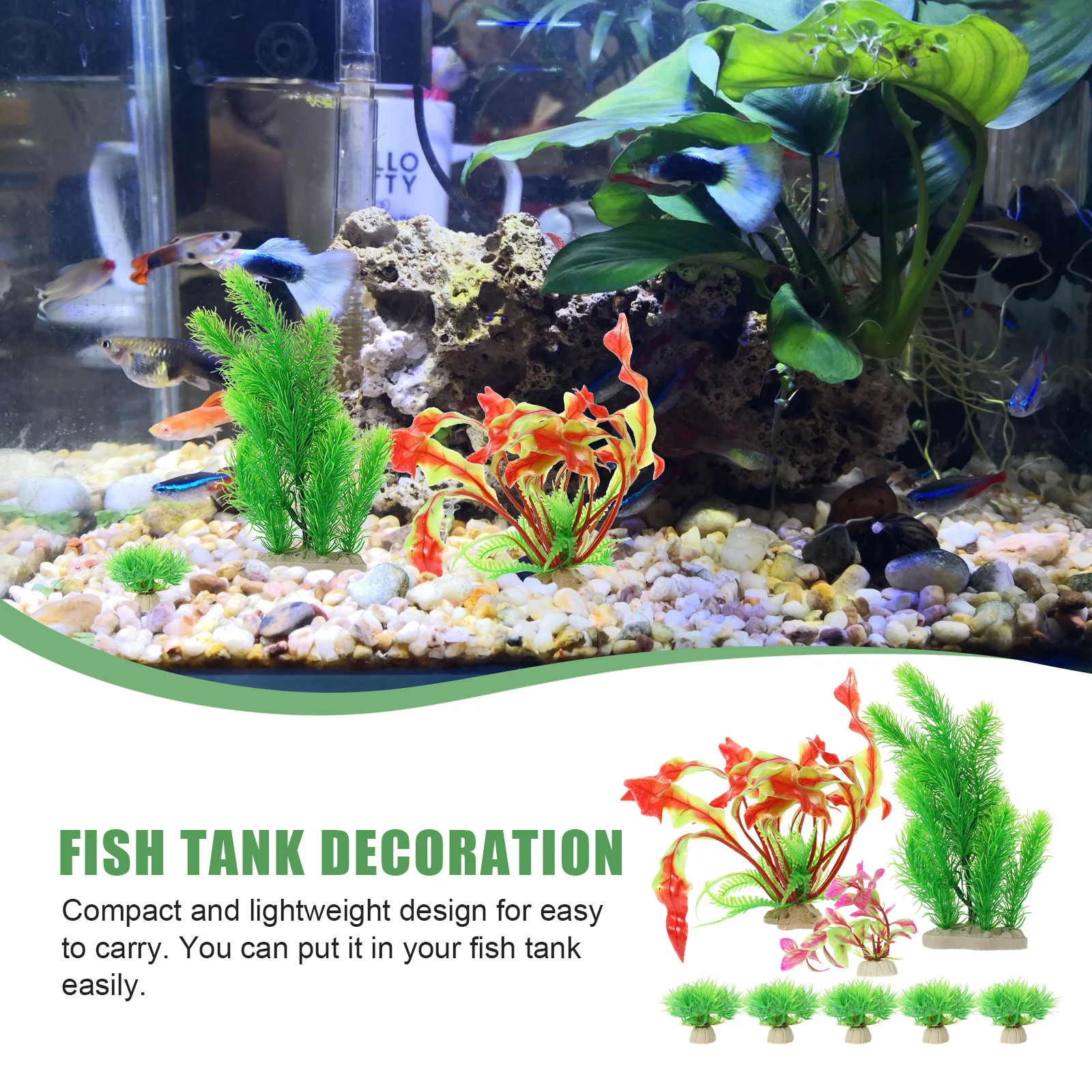 

8 Pcs Artificial Water Grass Decoration for Fish Tank Aquarium Plants Plastic Aquatic nament Accessories L scape Prop
