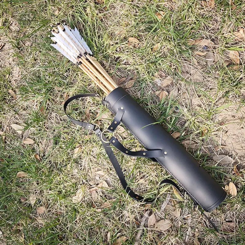 Archery Arrow Quiver for Left/Right Hand Leather Traditional Shoulder Back Arrow Bag,Recurve Bow Hunting Shooting Accessories