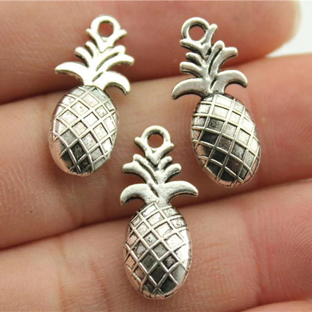 WYSIWYG 10pcs 23x10mm 2 Colors Pineapple Charms Pendant For DIY Jewelry Making Handmade Jewelry Craft Findings