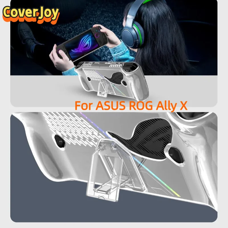 

CoverJoy Прозрачный чехол из ТПУ для ASUS ROG Ally X с кронштейном, защитный чехол от падения, противоударный корпус