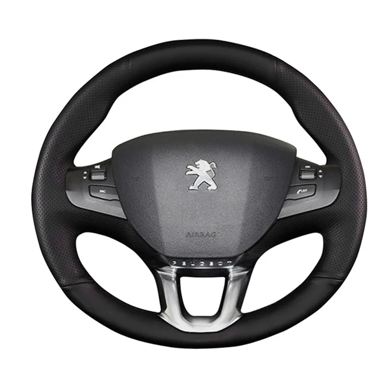 Car Steering Wheel Cover For Peugeot 208 Peugeot 2008 Hand Stitch Diy PU Micro Microfiber Leather Car Accessories Steering Wrap