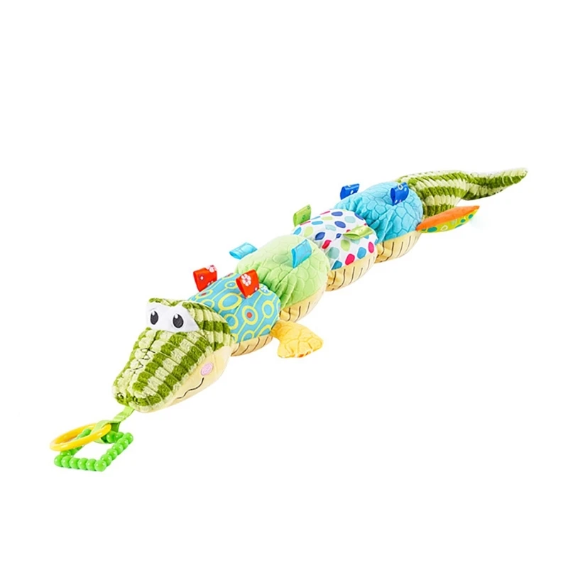 Baby Plush Toy with Ruler and Sound Designs Colorful Soft Stuffed Alligators Baby Toy Plush Dolls Sensory Training