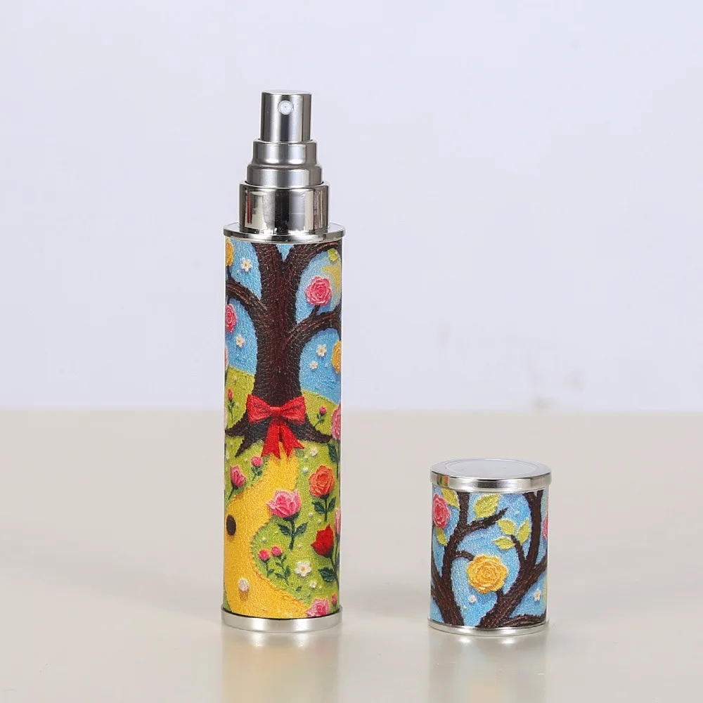 

Retro Floral 10ml Mini Perfume Bottle Refillable PU Leather Spray Bottle Empty Cosmetic Containers for Travel Cosmetic Dispenser