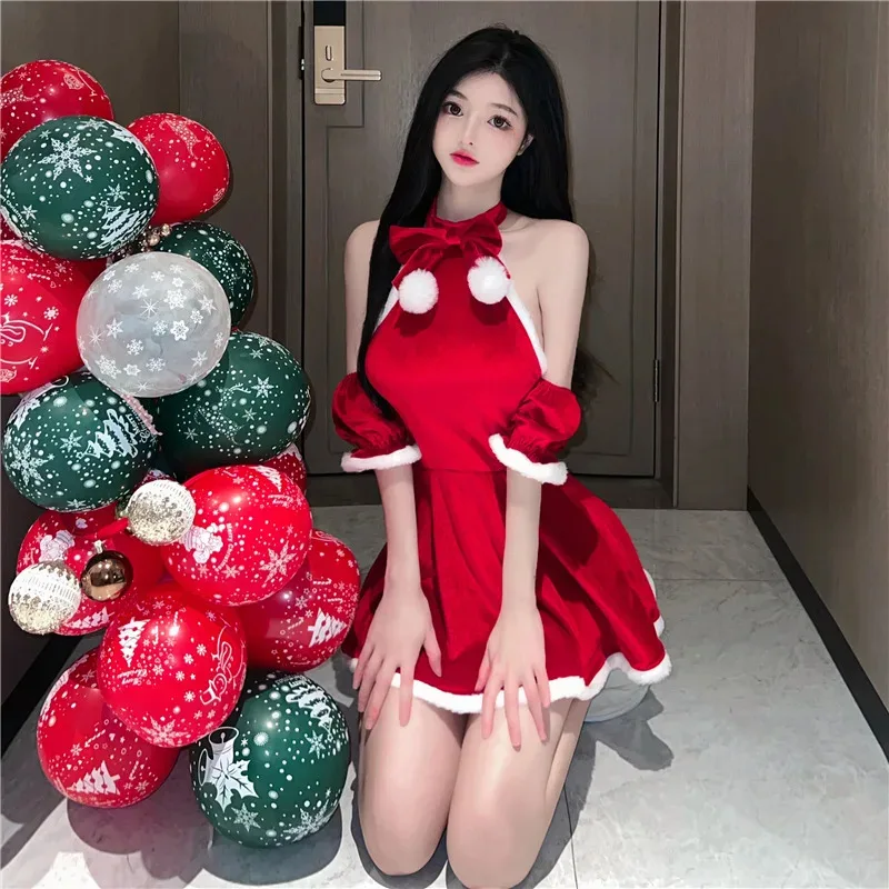 Robe de noël rouge pour femme, douce fille, Cosplay, père noël, Lingerie Sexy, nouvel an, réveillon de noël, Costume Sexy, grande taille