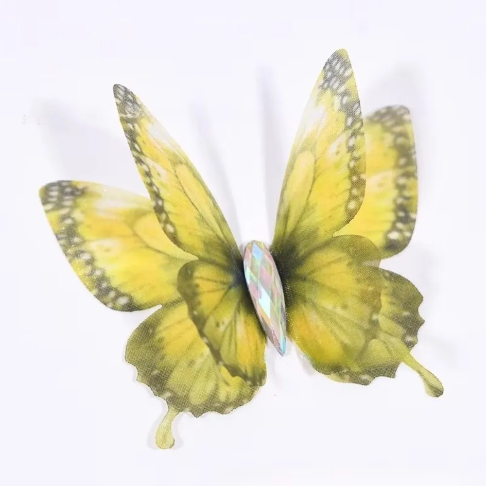 50Pcs 3D Organza Fabric Butterfly Appliques Colorful Translucent Chiffon Tulle Butterfly Patches Double-layer