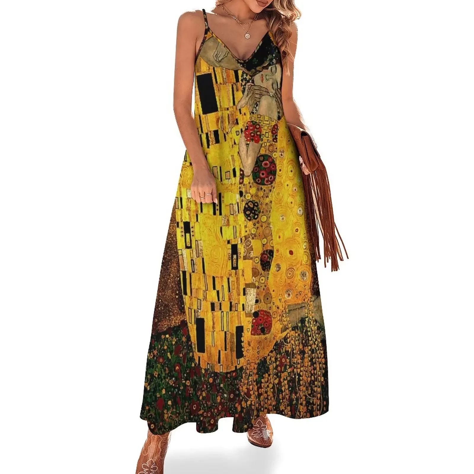 

Gustav Klimt The Kiss Sleeveless Dress long dress women Woman clothing Long dress luxury evening woman for wedding