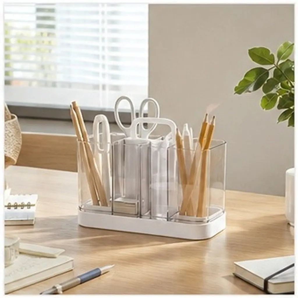 Stackable Plastic Desk Organizer for Pens, Pencils & Office Supplies – Portable, Detachable, Multifunctional Desktop Storage