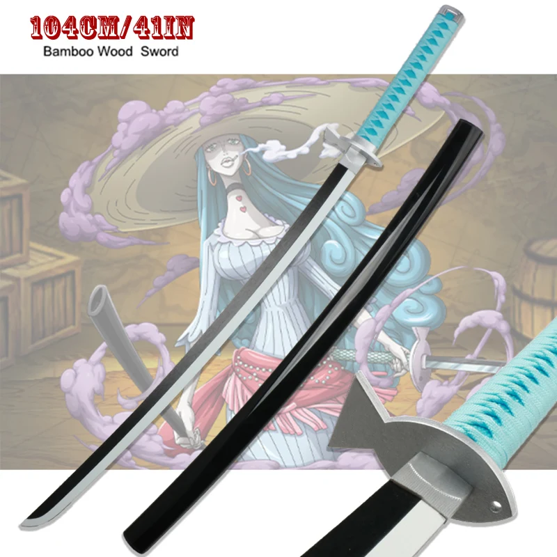 Katana de pez blanco fantasma para mujer, juguete de bambú para Cosplay, armas de Anime, espadas, regalos de fiesta, 104cm/40,9"