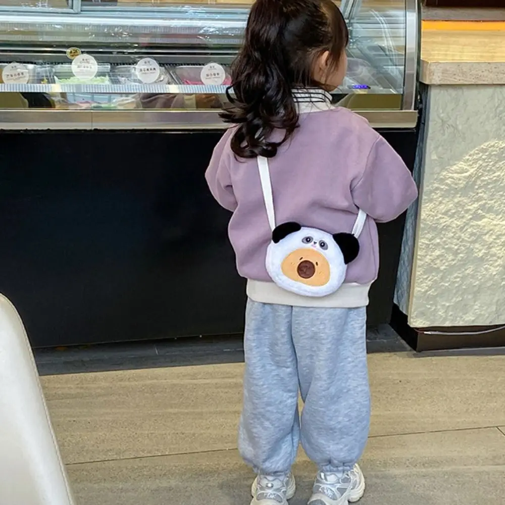 Large Capacity Capybara Plush Shoulder Bag PP Cotton Cartoon Animal Animal Crossbody Bag Portable Zipper Frog Coin Purse Girls