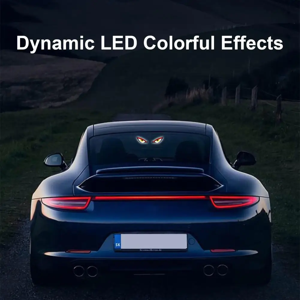 Picture 6: 3Pc Solar LED Car Decorative Light with Dynamic Eye Design USB-C Smart Sensor Car Light Vibration-Activated Suction Cup Mount 90