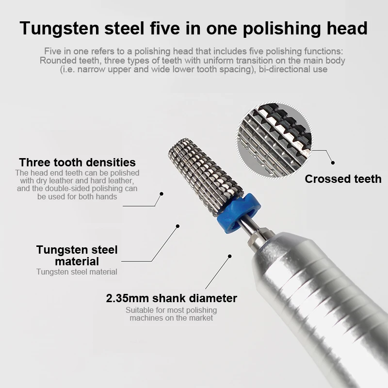 5 In 1 Taps Toelopende Veiligheidscarbide Nagelboren Met Snijboren Carbide Frees Voor Manicure Verwijder Gelnagels Accessoires