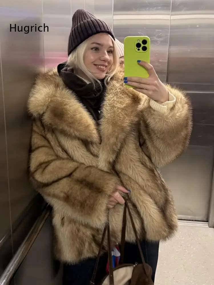 Stylish Oversized Faux Fur Coat Women Soft Plush Fabric With Relaxed Fit Fashionable Cold Weather Layering Piece For Outdoor