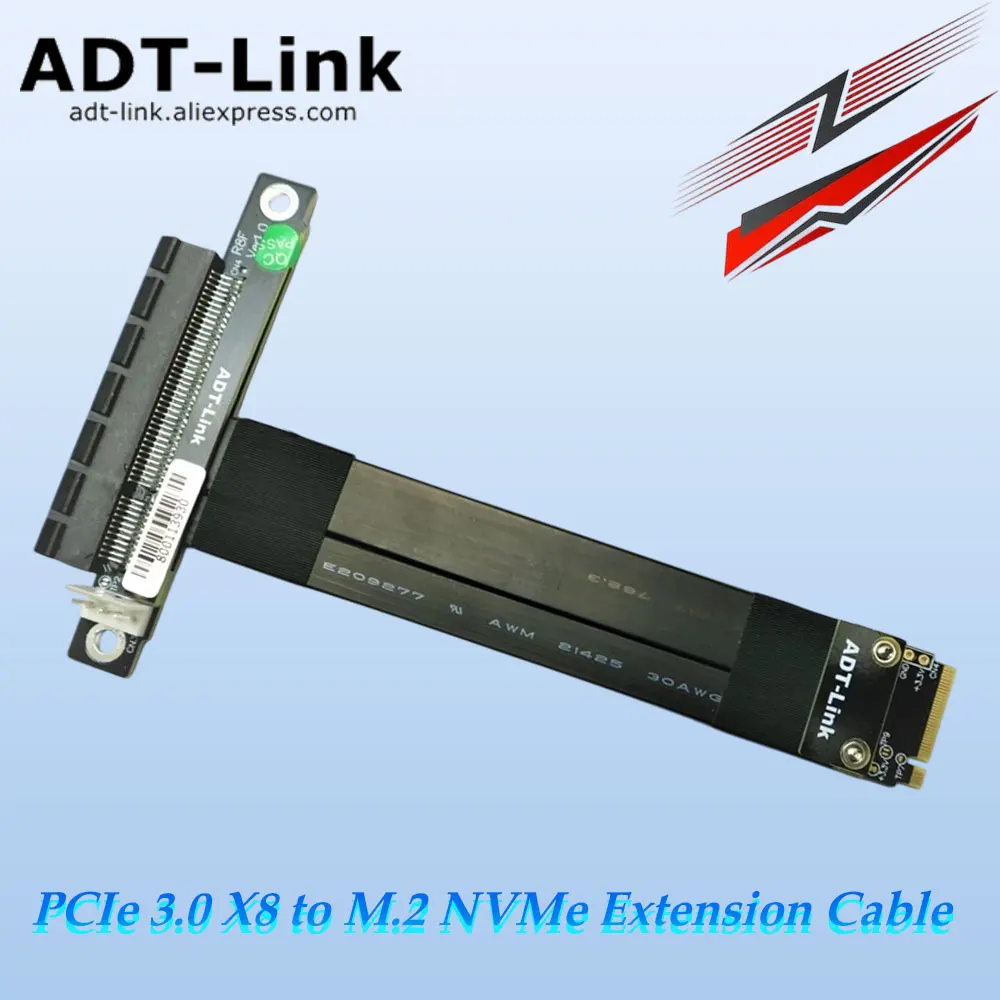 

ADT-Link Gen3 32 Гбит/с PCIe 3.0 X8 к M.2 NVMe Удлинительный кабель M2 NGFF NVMe Интерфейсный адаптер Riser для видеокарты