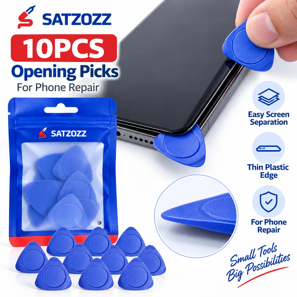 SATZOZZ 10PCS Plastic Opening Picks Pry Tools for Phone Screen iPhone iPad Tablet Laptop Electronics Repair