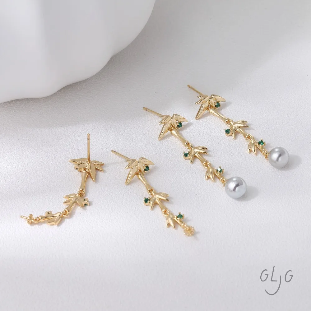 

2 шт., бамбуковые дизайнерские серьги-гвоздики, латунные ювелирные изделия, принадлежности для изготовления сережек «сделай сам», позолоченные аксессуары 14 карат, 37*11 мм