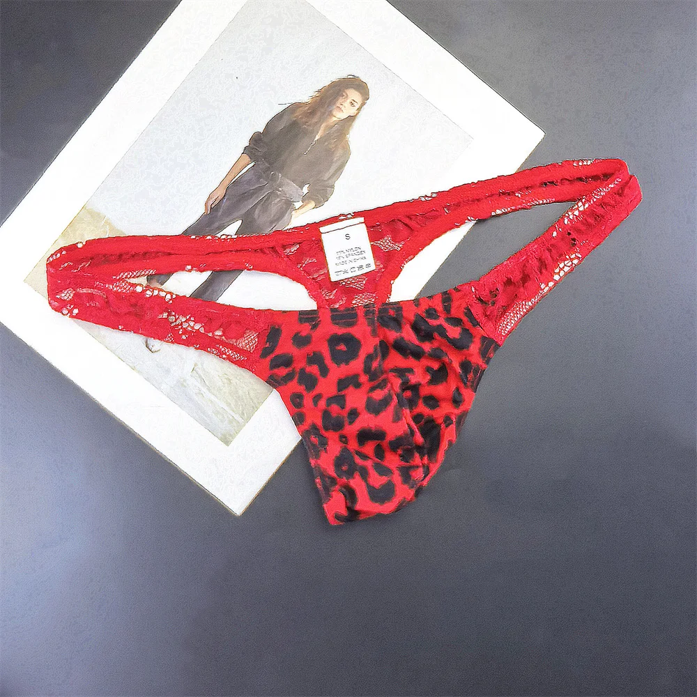 مثير ليوبارد/الأفعى طباعة الدانتيل خياطة ثونغ الرجال T-الظهر تنفس سراويل g-سلسلة إغراء سيسي مثلي الجنس الملابس الداخلية