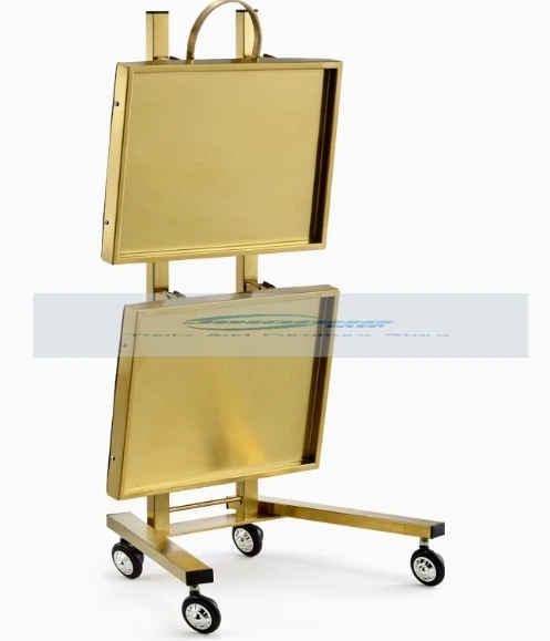 Stainless Steel Auxiliary Car With Wheels Beauty Salon Dyeing Trolley Cart Folding Car Barber Shop Special Net Red Tool Car