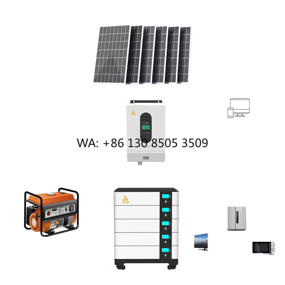Sistema Completo de Energía Solar Renovable para Techo y Suelo, 20kw 15kw 10KW, Sistema de Almacenamiento de Energía Doméstica 110v 220v 380V