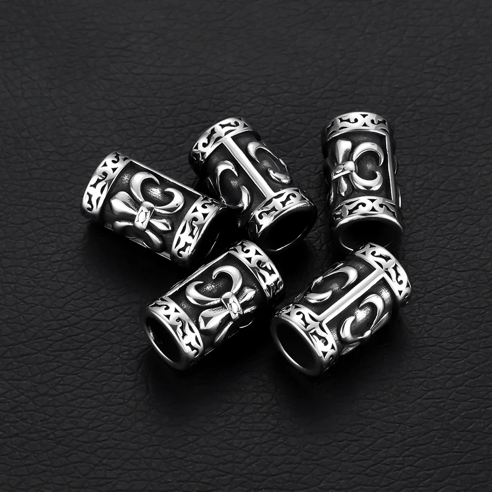 Stainless Steel Slider Tube Beads Blacken Slide Charms Large Hole 8mm for Bracelet DIY Accessories Jewelry Making Supplies