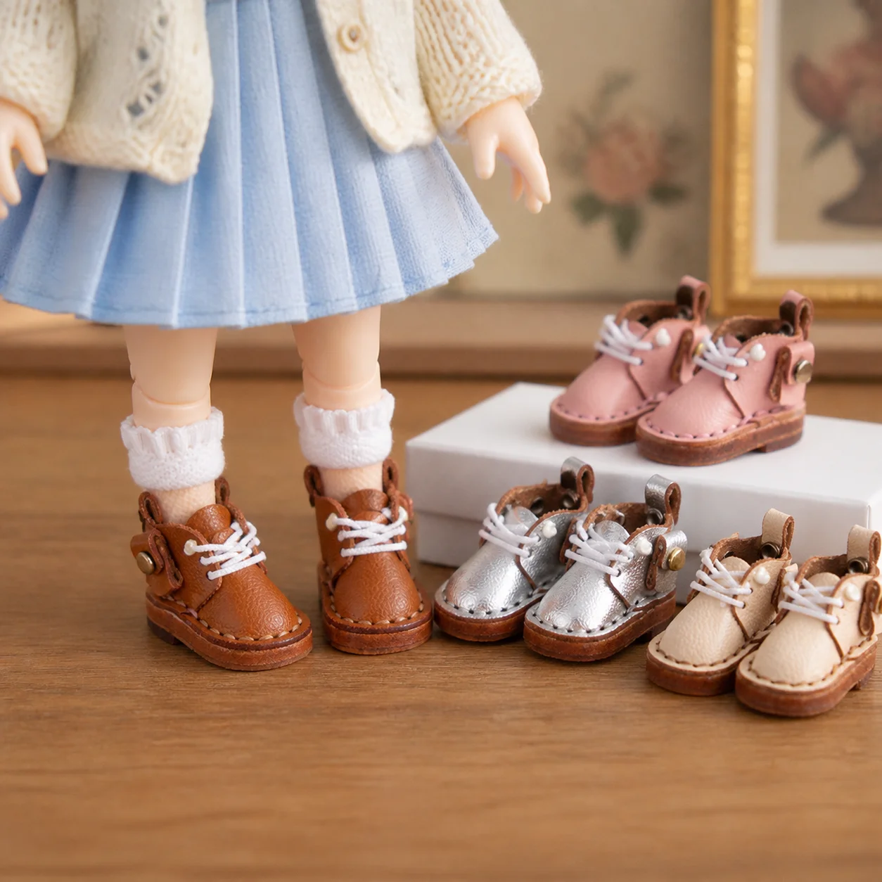 OB11 doll Shoe Accessories 1/12 Point Cowhide Shoe Boot Collection Handmade Cowhide Shoes GSG Body9 YMY Hand Hook doll