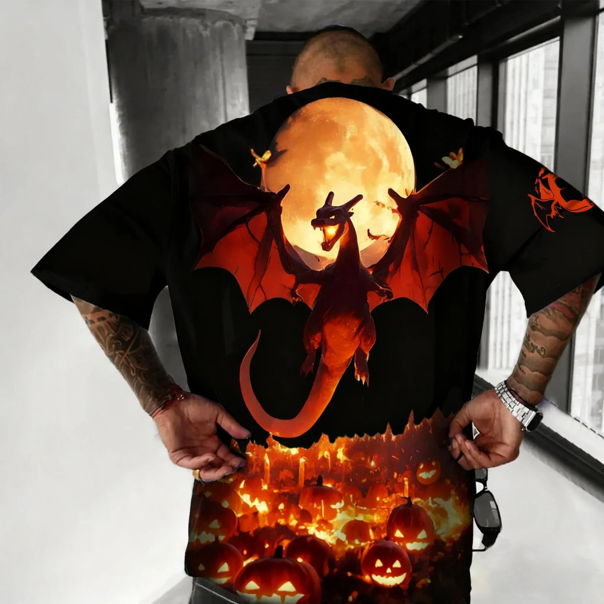 

Pokémon Anime Halloween Versatile T-shirt 2026 Summer Men's and Women's Printed Harajuku Large Casual Trend New Child Top