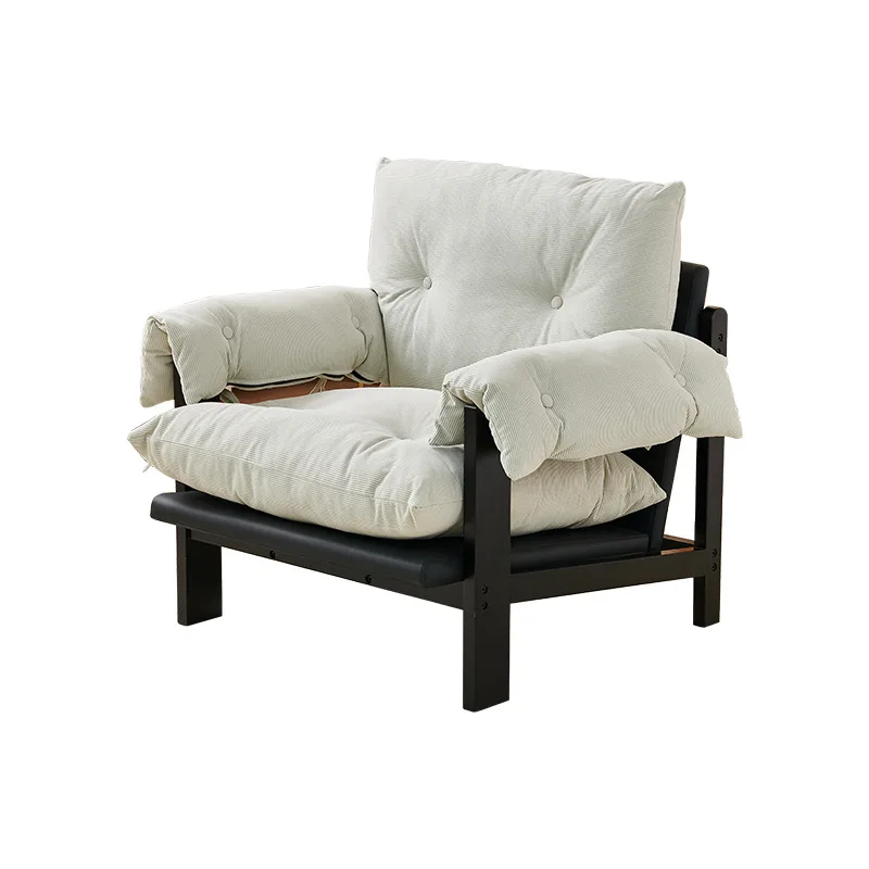

Sofa chair medieval light French retro single sofa chair living room balcony bedroom designer solid wood leisure chair