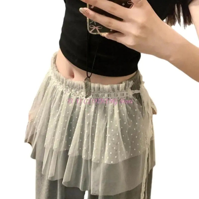 N5KF unieke kant- en mesh rok mode damesrok voor date night of alledaagse slijtage