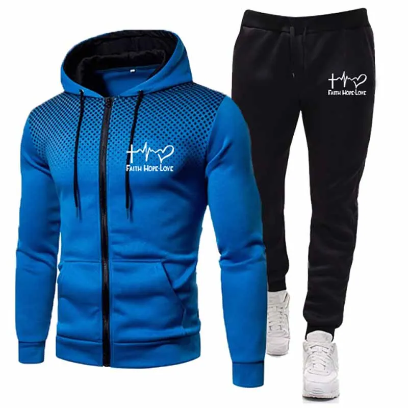 2022 männer der Trainingsanzüge Neue Winter Zwei Stück Gedruckt Hoodis Set Fleece Zipper Sweatshirt Casual Sport Herren Jogginghose Trainingsanzüge