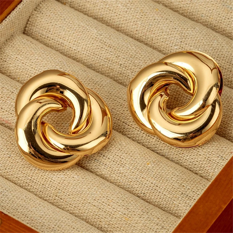 Earrings circle geometric twisted multi-layer twisted metal fashionable all-match ladies simple earrings banquet gift