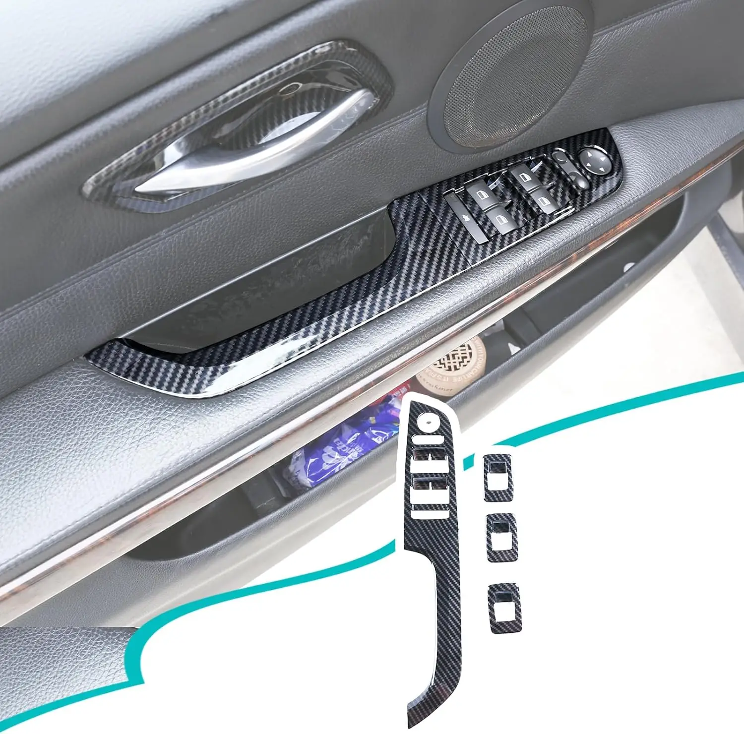 

Car Window Glass Lift Switch Button Panel Trim Cover For BMW 3 Series E90 E92 E93 2005-2012 ABS Carbon Silver Trim Accessories