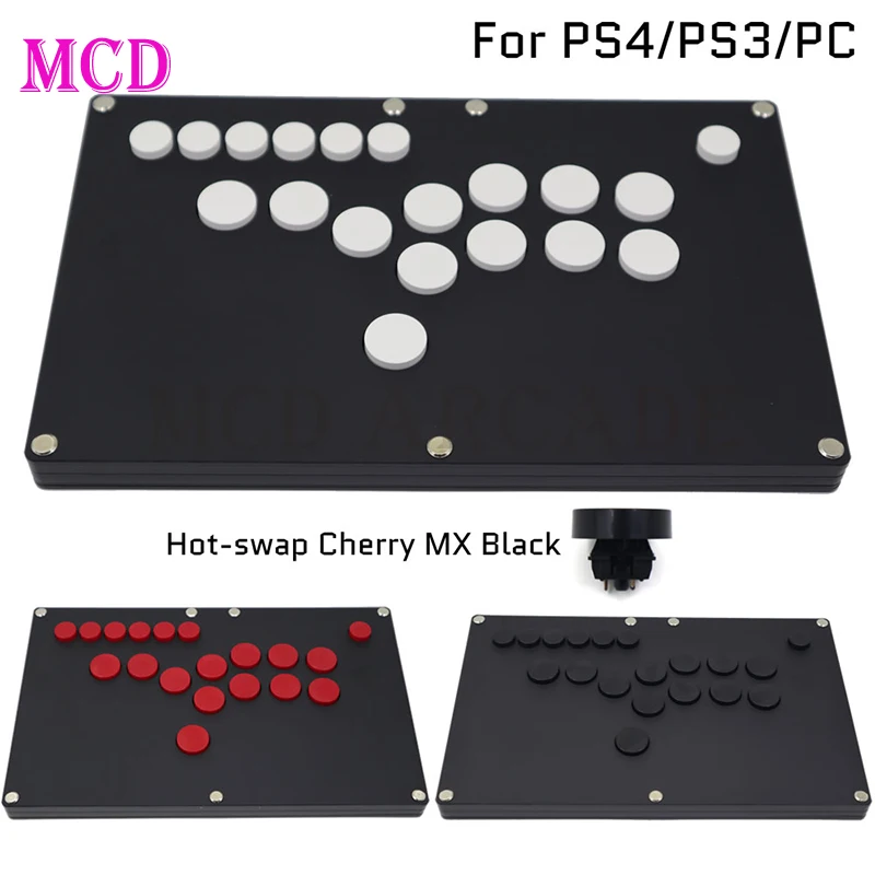 

Black Slim Full Button Hitbox Style Arcade Joystick Fight Stick Game Controller for PS4/PS3/PC Hot Swap Cherry Black Matte Panel