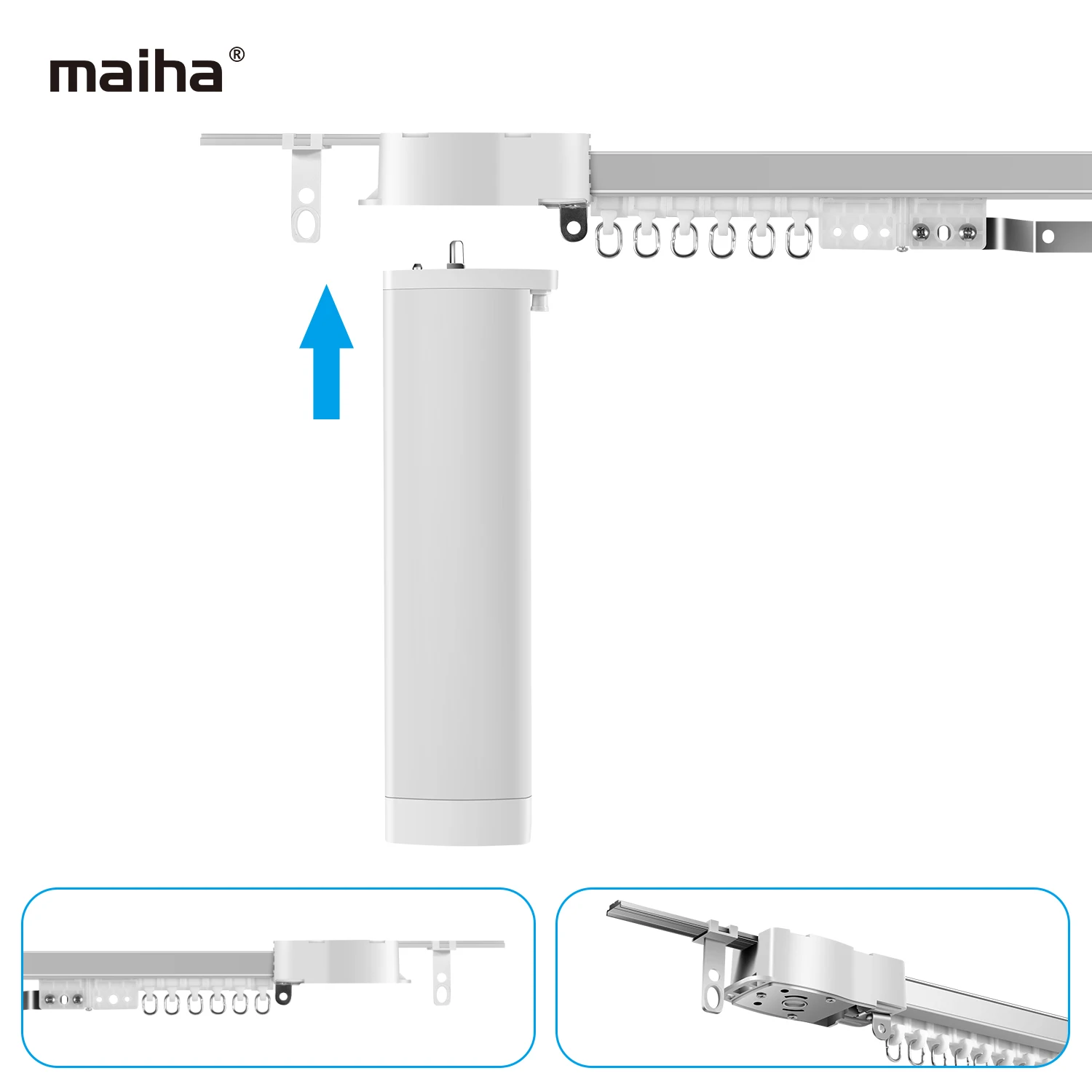 MaiHa Silent Customizable Electric Curtain Track for tuya zigbee / tuya wifi curtain motor Curtain rod smart home curtain rails