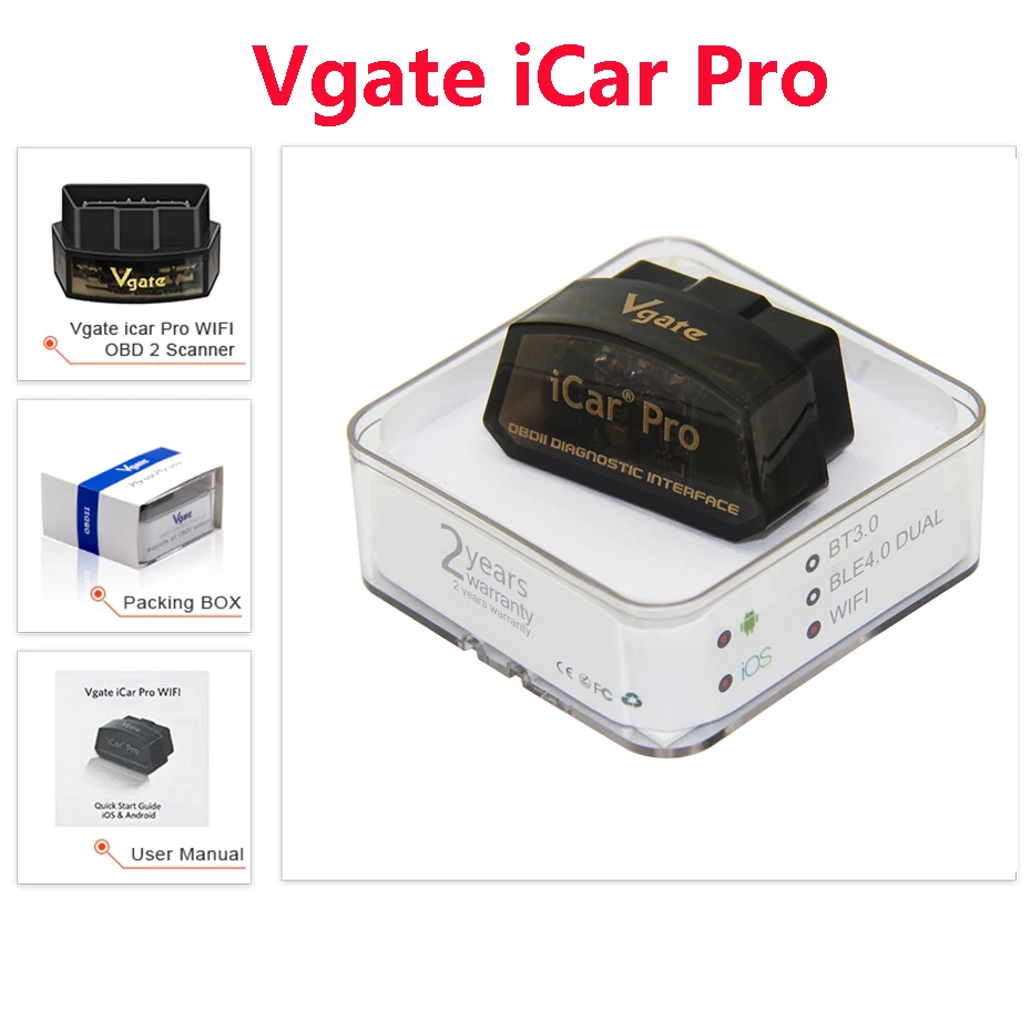 Vgate ICar Pro ELM327 WIFI Blue Tooth 4.0 OBD2 Car Diagnostic Tools for Android IOS Auto Scanner Code Reader ICar-Pro ELM 327 nrf52832 2 4ghz ble 4 2 5 0 blue tooth wireless module e73 2g4m04s1bx ipex antenna iot wireless transceiver rf transmitter