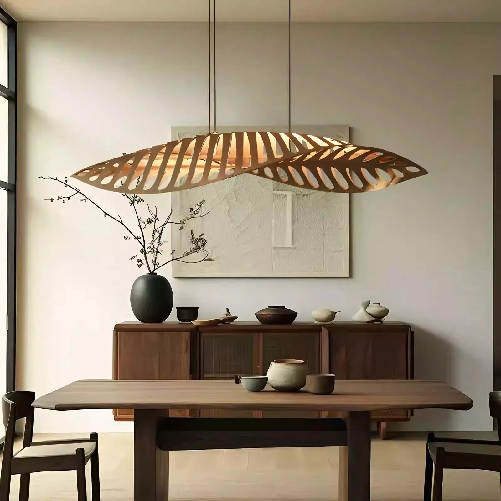 

Японский ваби-саби стиль листья арт-дизайнер гостиная вестибюль отеля дзен чайная комната ресторан бар настольная лампа