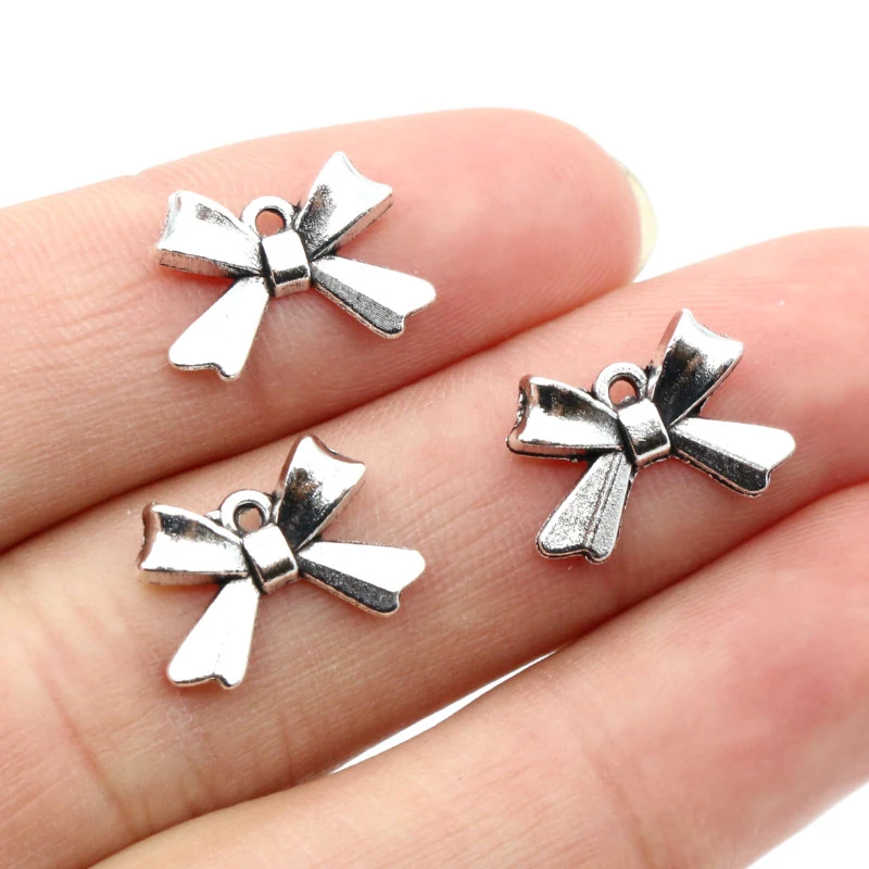 

30 шт., маленькие милые подвески с бантом, подвески 15x10 мм, сплав металла, аксессуары для самостоятельного изготовления ювелирных изделий, фурнитура для ожерелья, сережек