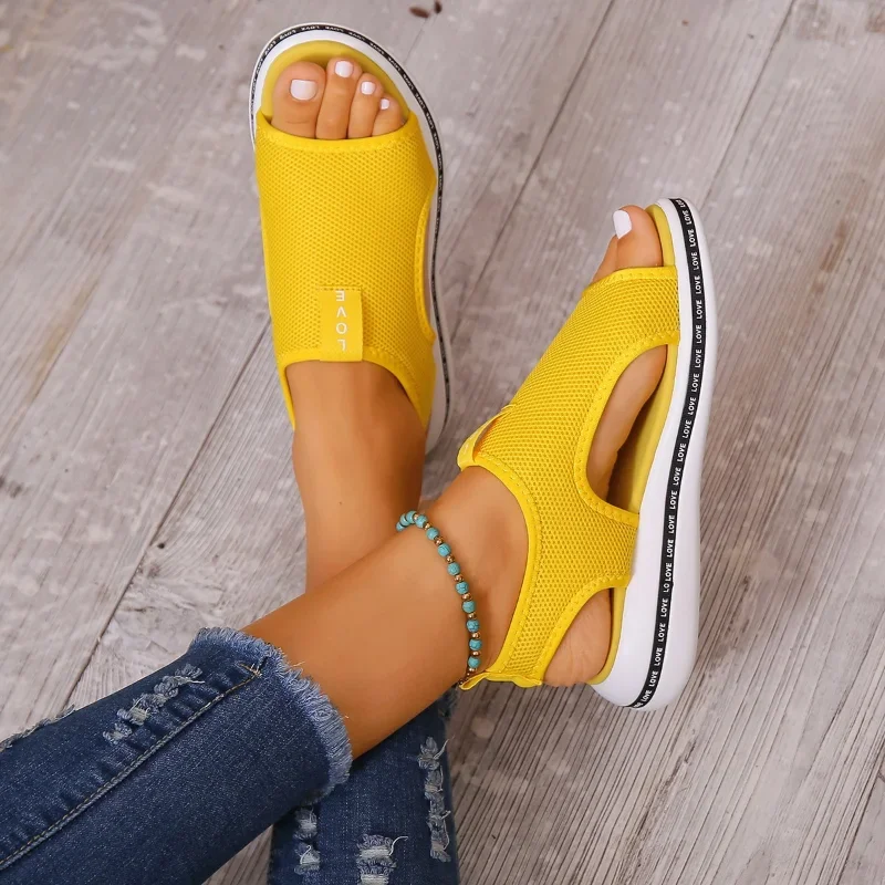 Woman Elastic Knitting Casual Sandals Shoes 2024 Summer Female Wedges Platform Sandals Beach Sports Plus Size 43 Sandalias Mujer