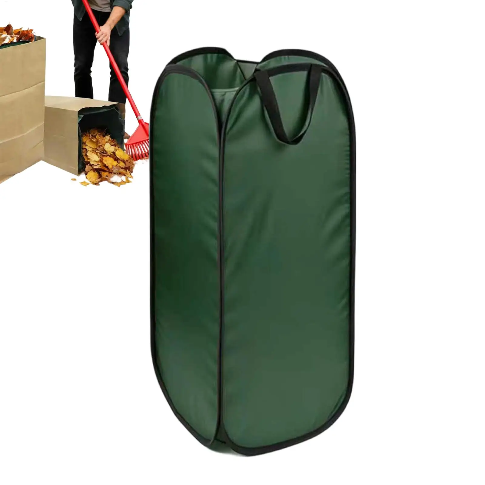 Foldable Reusable Tear Resistant Oxford Cloth Stand Leaf Bag Holder Garden Trash Bag Holder for Lawn Grass Debris Waste Trash