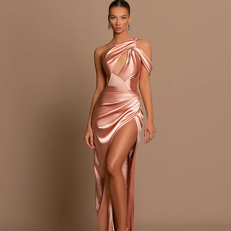 Thinyfull – robe de soirée de forme sirène, asymétrique épaule dénudée, longueur au sol, fente haute, robes de Cocktail, taille personnalisée