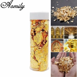 Aomily 2g/5g Genuine Gold Leaf Flake Pure Gold Foil Gilding Handicrafts Decoration DIY Create Noble Handicrafts Gift Not Edible