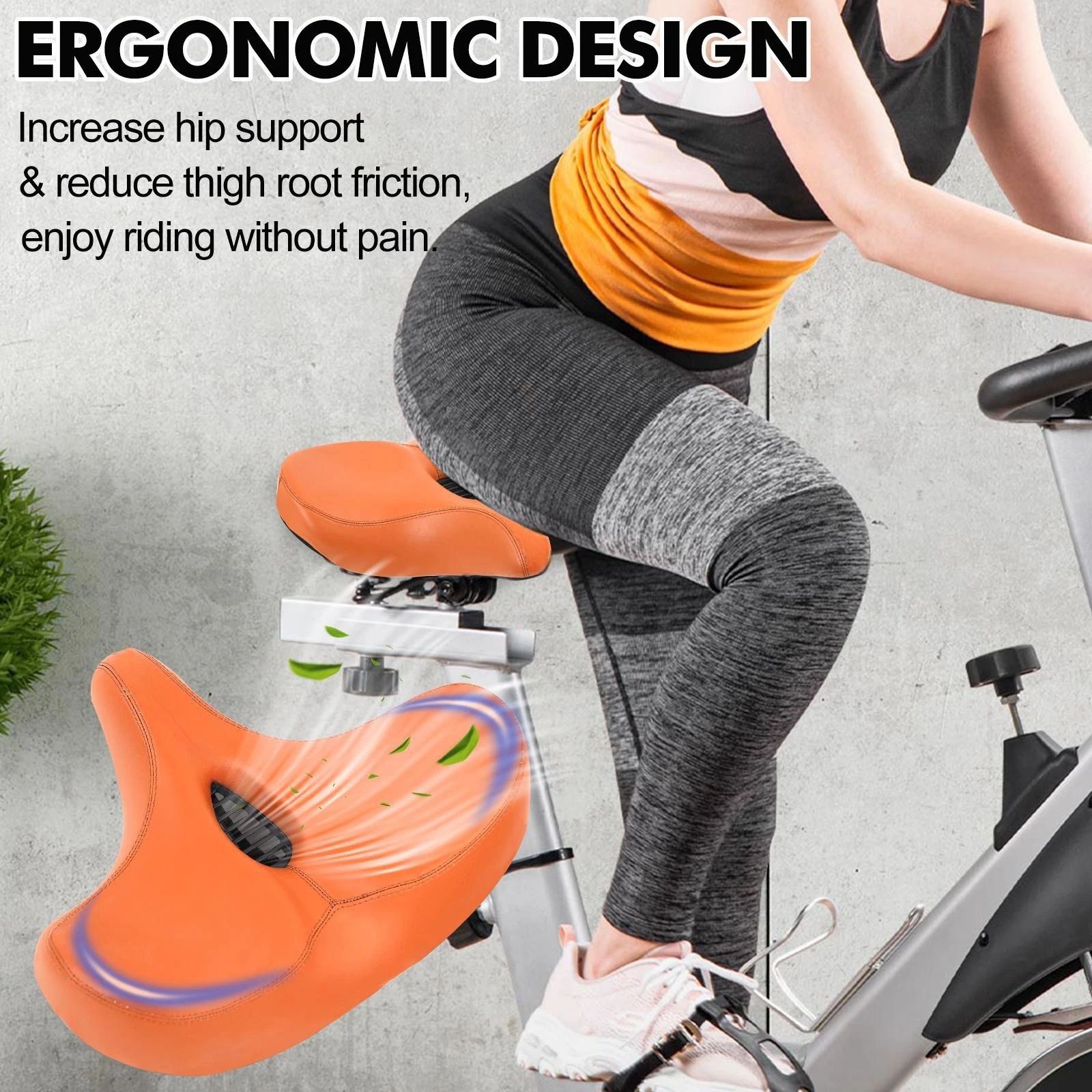 Breiter, weich gepolsterter Fahrradsattel, ergonomisches großes Fahrradkissen für Männer und Frauen, Ersatz für die meisten Fahrräder – Detail 5