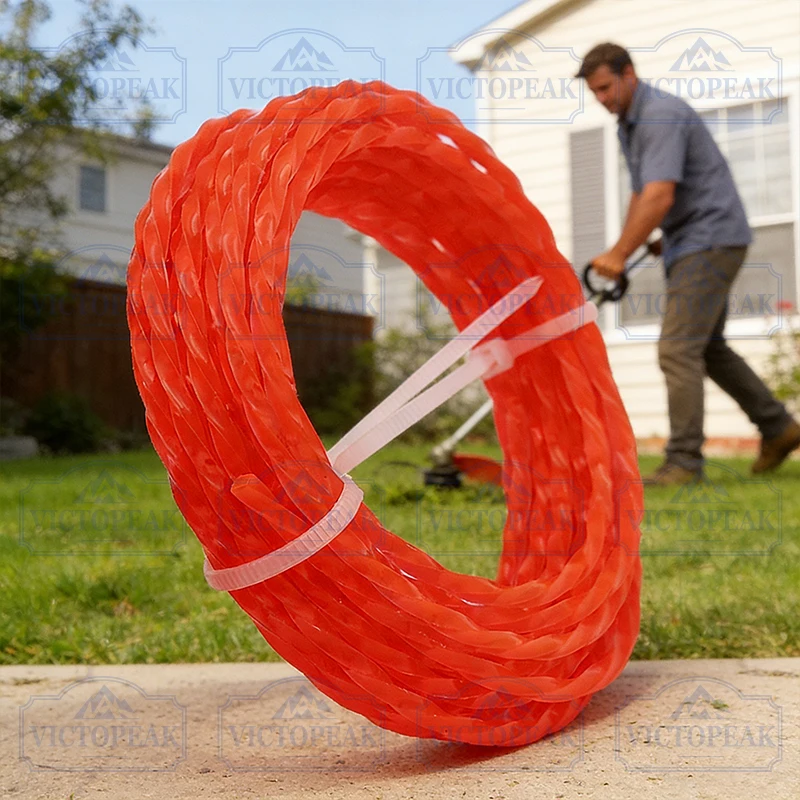 Grass Trimmer Line Garden Power Tool Accessories Grass Brush Cutter Parts Orange Red Twist 3.0mm*5m Trimmer Line
