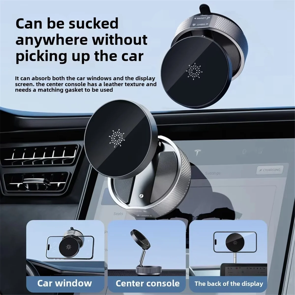 

Vacuum Phone Holder Magnetic Vacuum Car Mount Mobile Phone Holder Foldable Double-Sided